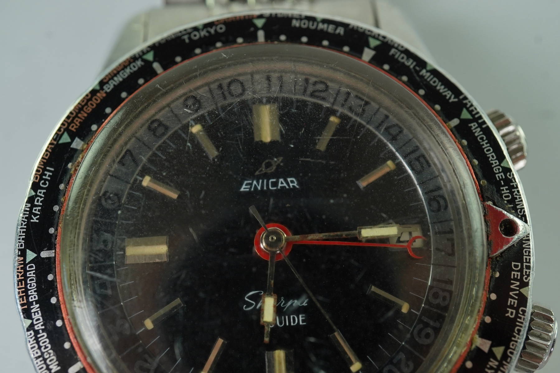 A gentleman's1960's/1970's stainless steel Enicar Sherpa Guide automatic pilot's wrist watch